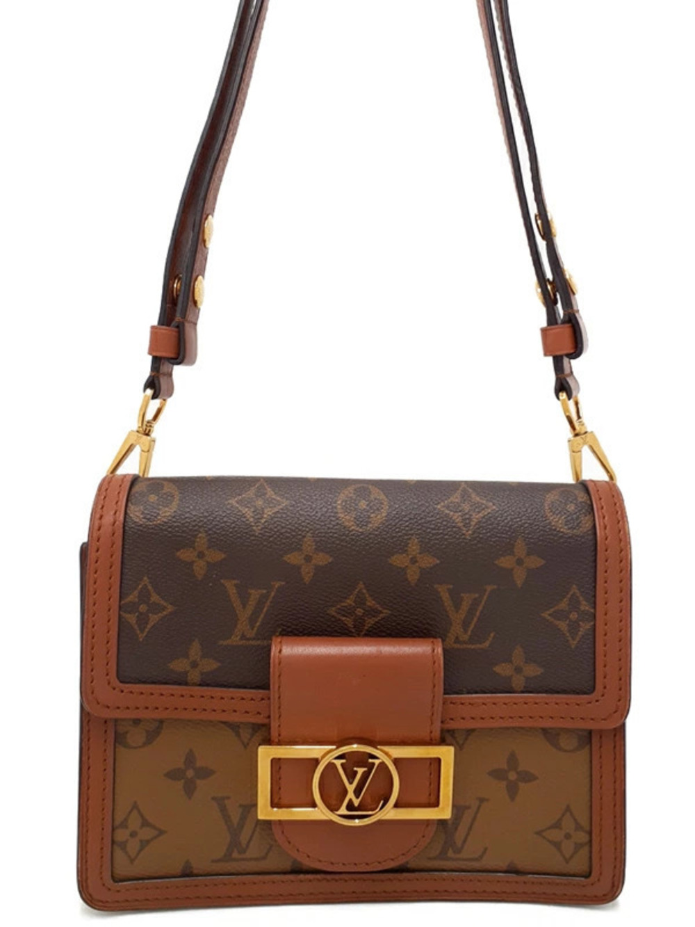 Louis Vuitton Monogram Reverse Dauphine Shoulder Bag Canvas Leather Brown